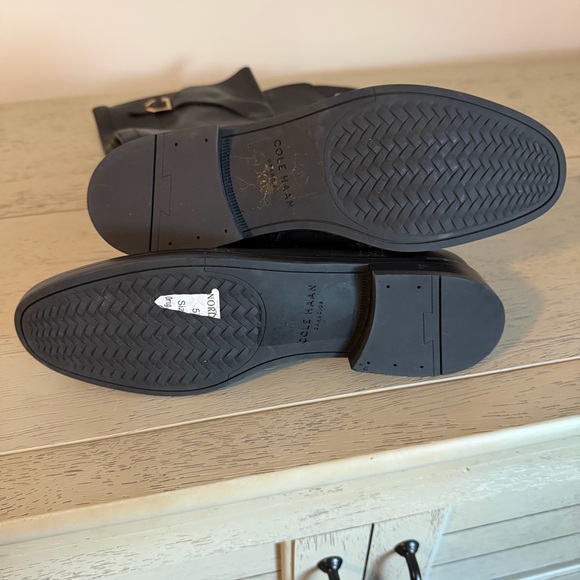 NWOT Cole Haan 9.5 Black Harrington Knee High Riding Boot Leather - Picture 3 of 7